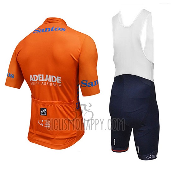Tour Down Under Santos Cycling Jersey Bib Short 2018 Men Short Sleeve Orange